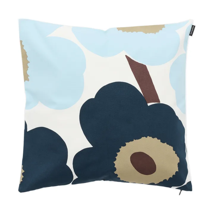 Housse de coussin Unikko 50x50 cm - White-blueberry-cold blue-dark brown - Marimekko