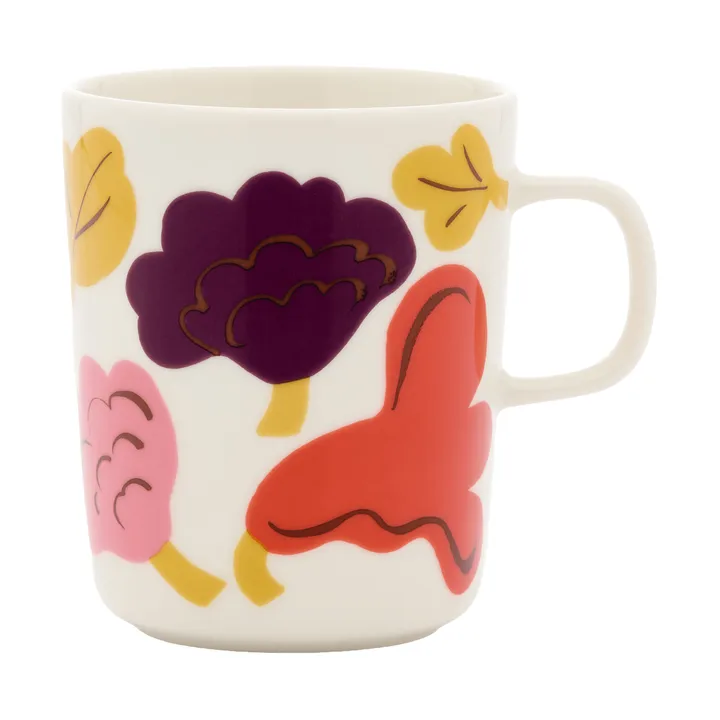 Kukasta Kukkaan mug tasse - White-pink-terrac-plum, 25 cl - Marimekko