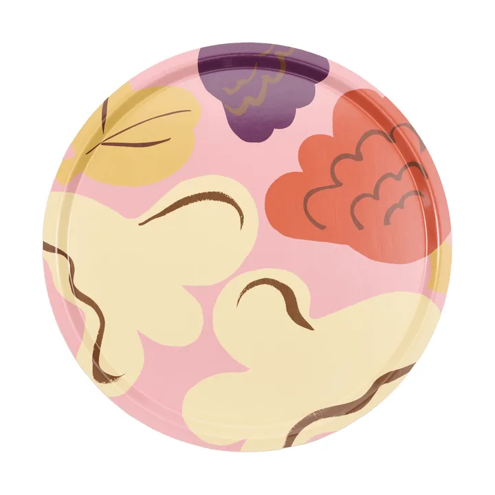 Kukasta Kukkaan plateau - Pink-off white-terracotta-plum Ø46 cm - Marimekko