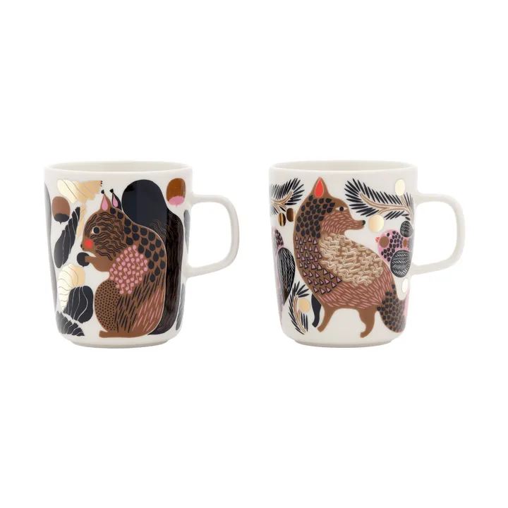 Kurre Ketunmarja mugue - Blanc-multicolore-or, 25 cl, lot de 2 - Marimekko