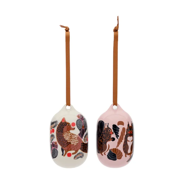 Kurre Ketunmarja suspension décorative - Rose-blanc-multicolore, 2 pièces - Marimekko