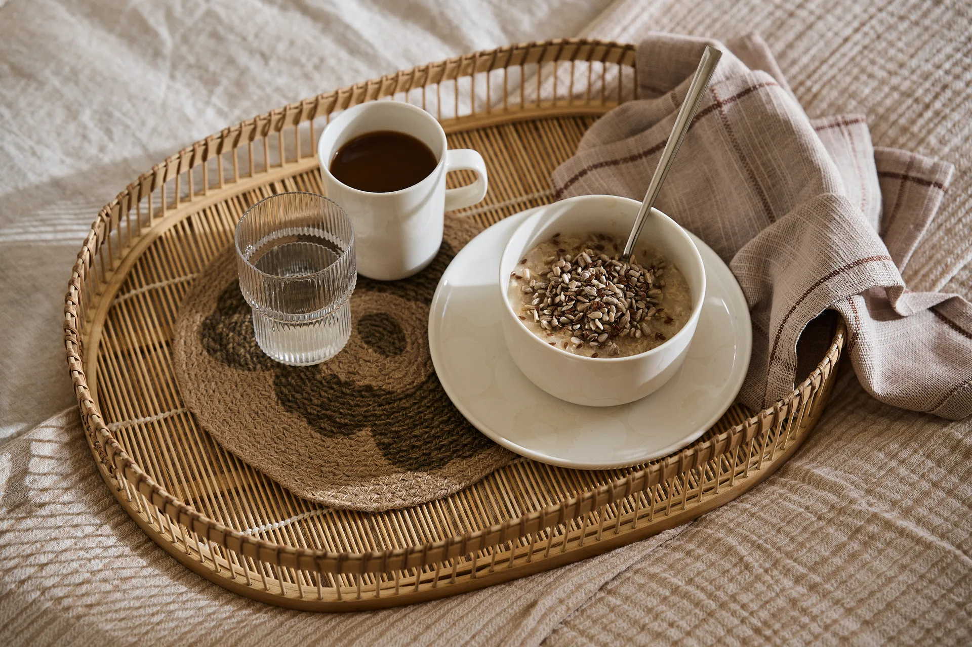 Manique Unikko jute Ø25 cm, Beige-vert Marimekko