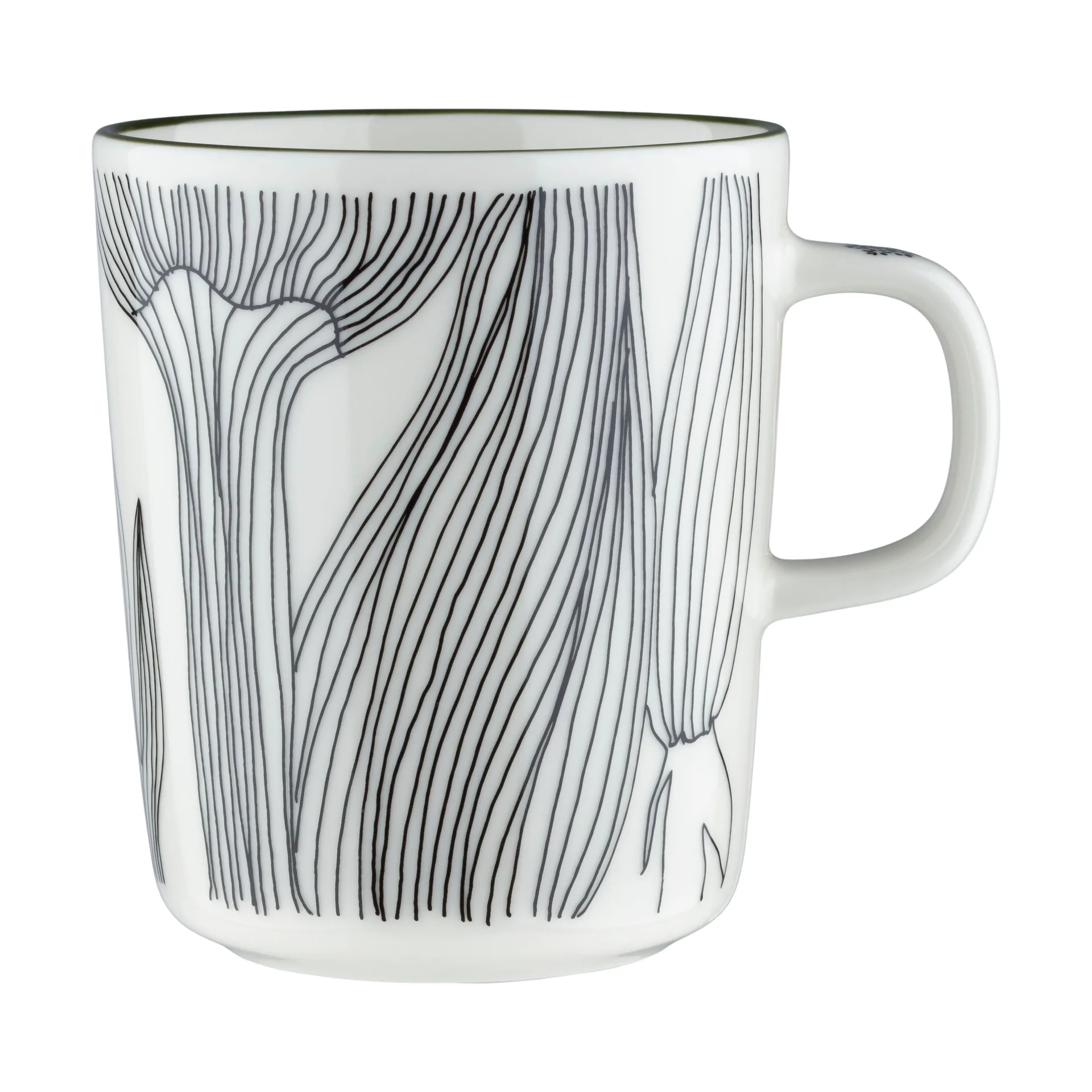 Mug Kukat Puhkeavat 25 cl, White-forest green-black Marimekko