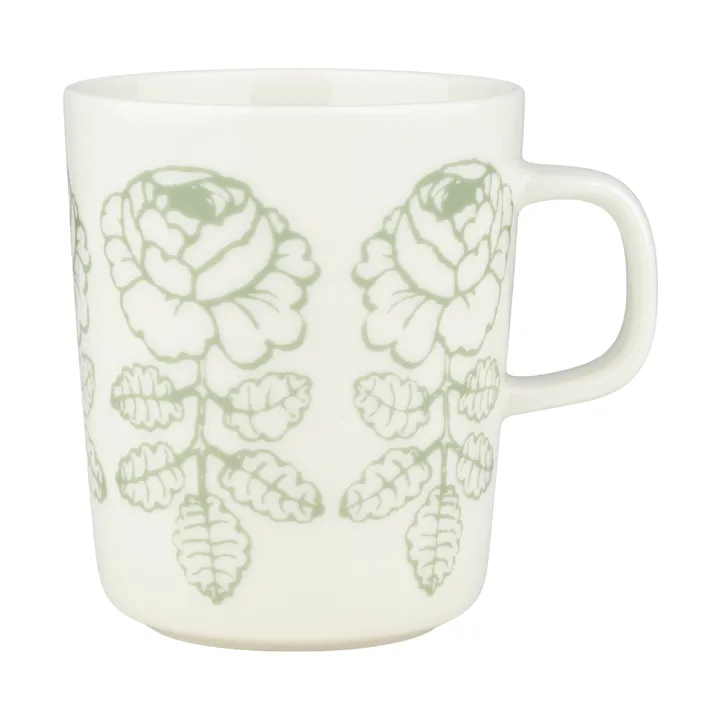 Mug Oiva Vihkiruusu - White, sage, 25 cl - Marimekko