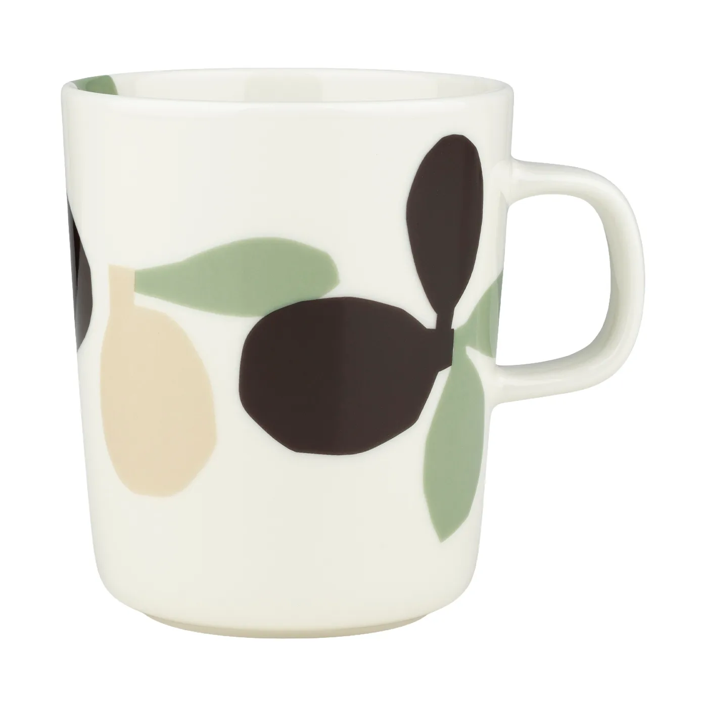 Mug Omppo, White, sage, black brown, linen, 2,5 dl Marimekko
