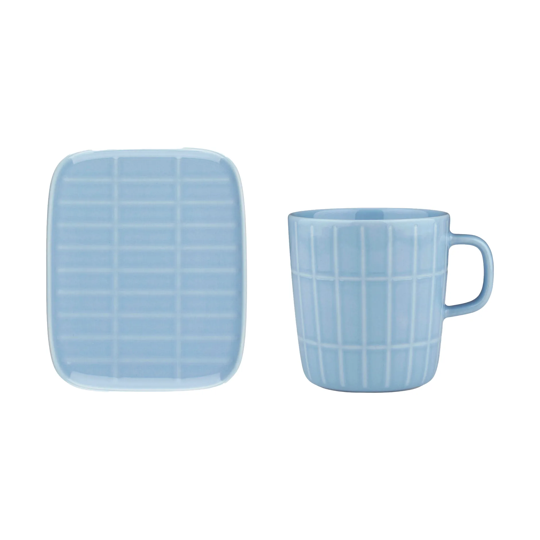 Mug Tiiliskivi 40 cl + assiette 12x15 cm, Light blue Marimekko