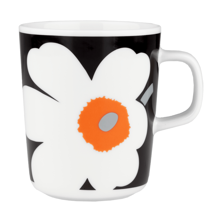 Mug Unikko 25 cl - White-black-orange - Marimekko