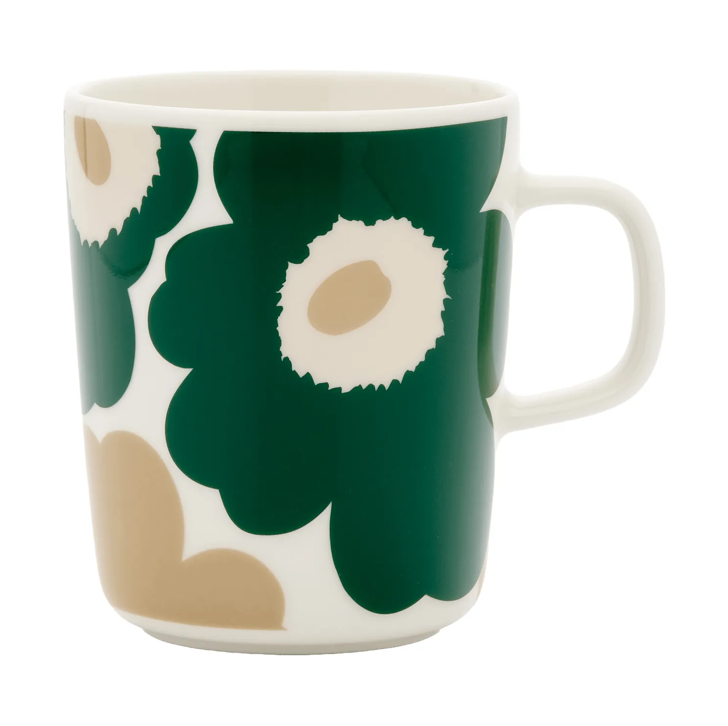 Mug Unikko 25 cl, White-dark green-beige-light sand Marimekko