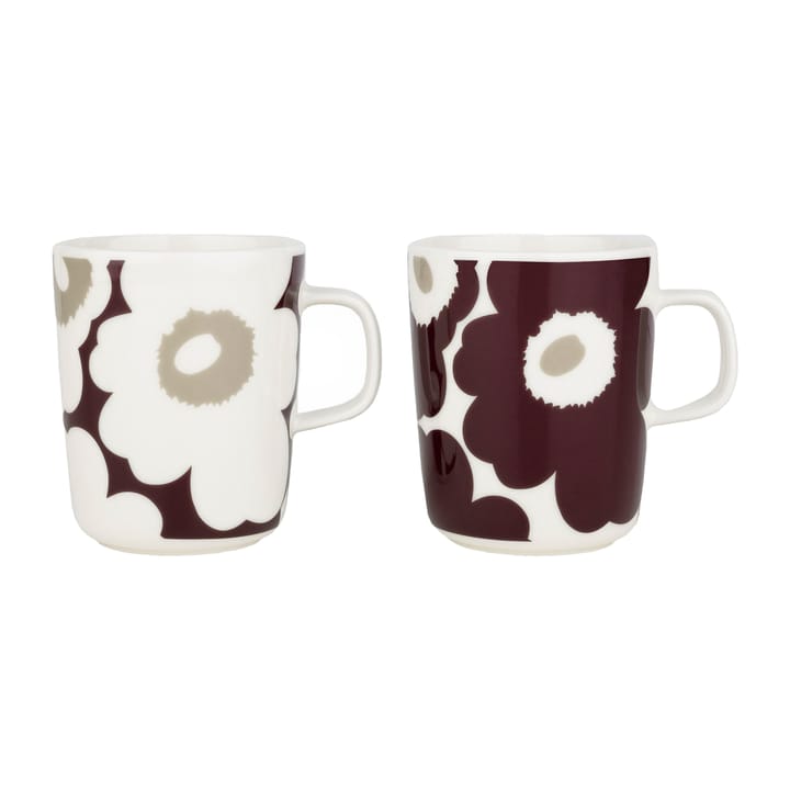 Mug Unikko 2,5 dl, lot de 2 - Clay-dark wine-white - Marimekko