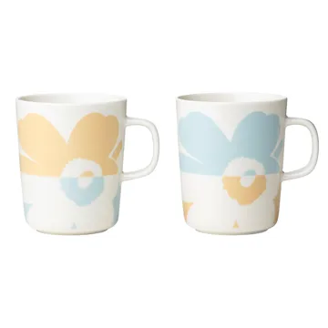 Mug Unikko 2,5 dl, lot de 2 - White-beige-aqua - Marimekko