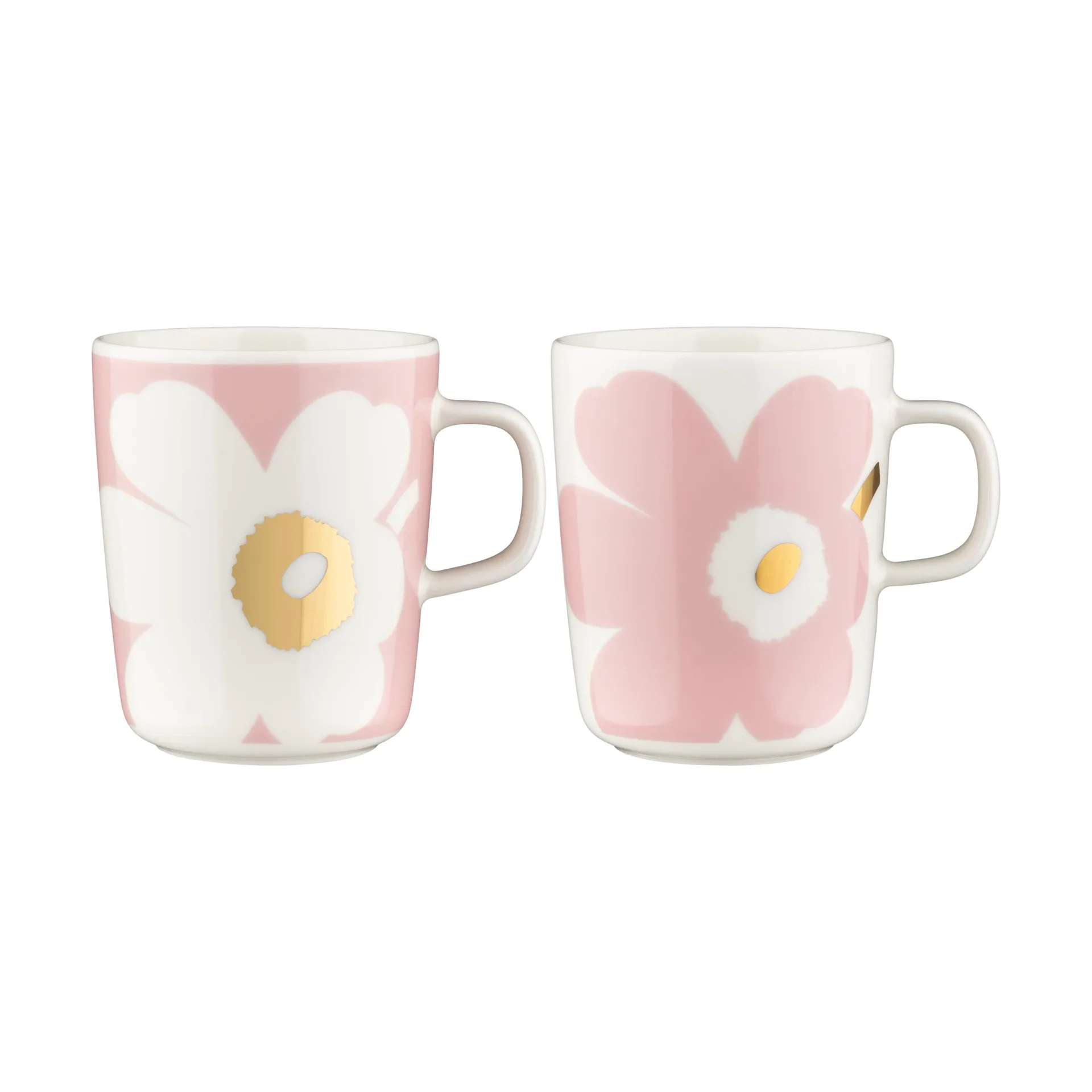 Mug Unikko 2,5 dl, lot de 2, White-Light pink-gold Marimekko