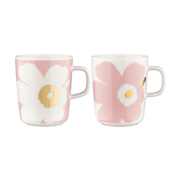 Mug Unikko 2,5 dl, lot de 2 - White-Light pink-gold - Marimekko