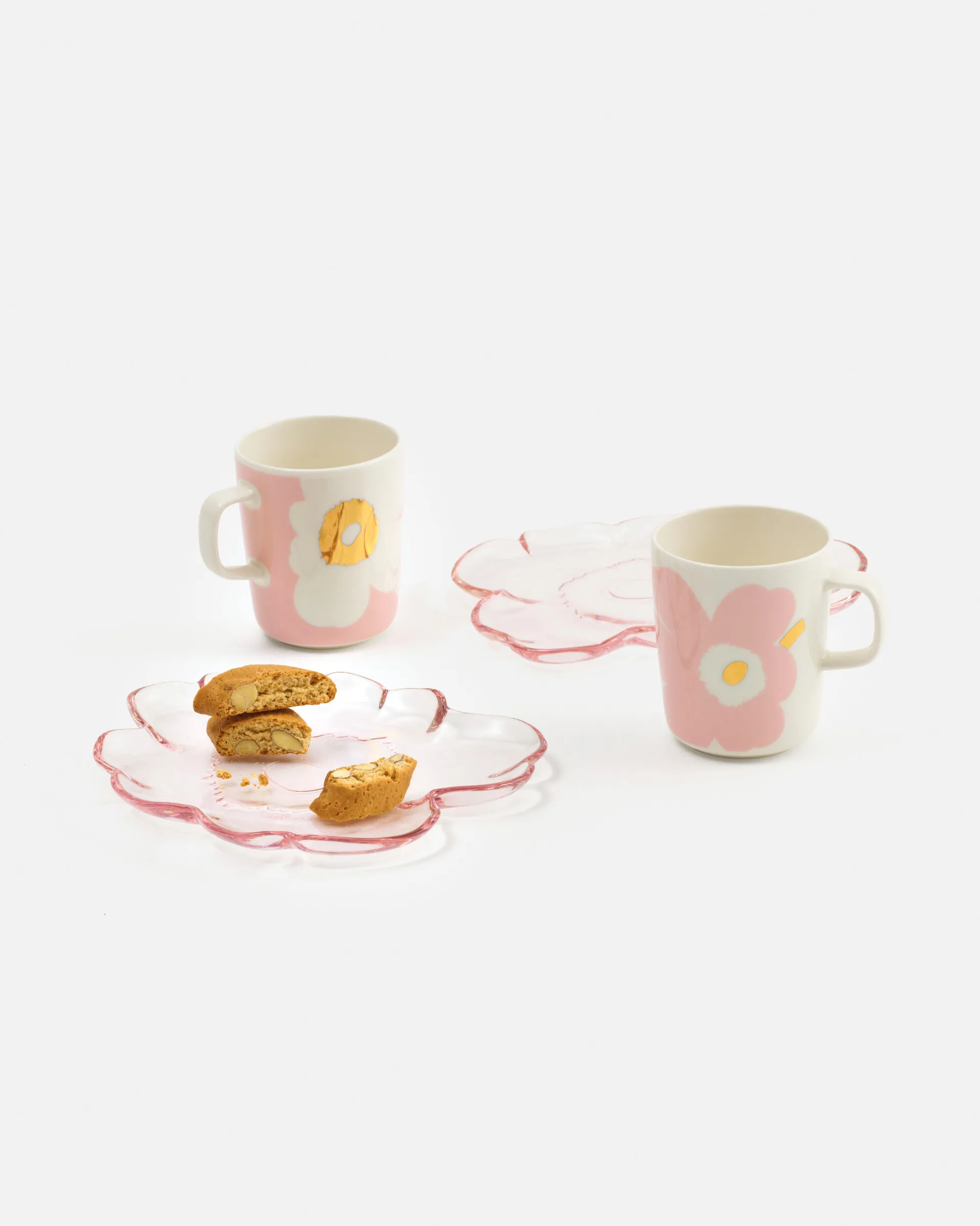 Mug Unikko 2,5 dl, lot de 2, White-Light pink-gold Marimekko