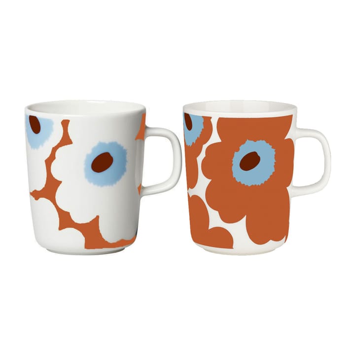 Mug Unikko 2,5 dl, lot de 2 - White-tomato red-sky blue - Marimekko