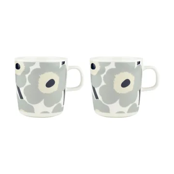 Mug Unikko 40 cl lot de 2 - White-light grey-sand-dark blue - Marimekko