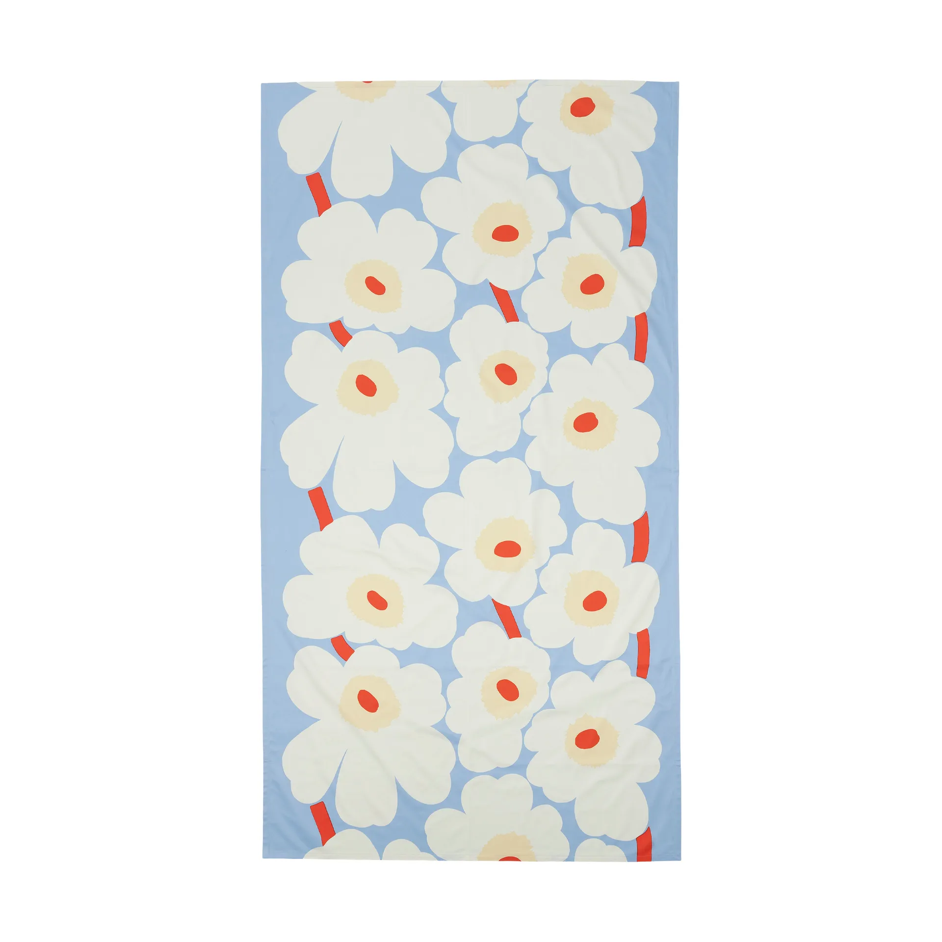 Nappe Unikko, Light blue-off white-melon-orange red, 135x250 cm Marimekko