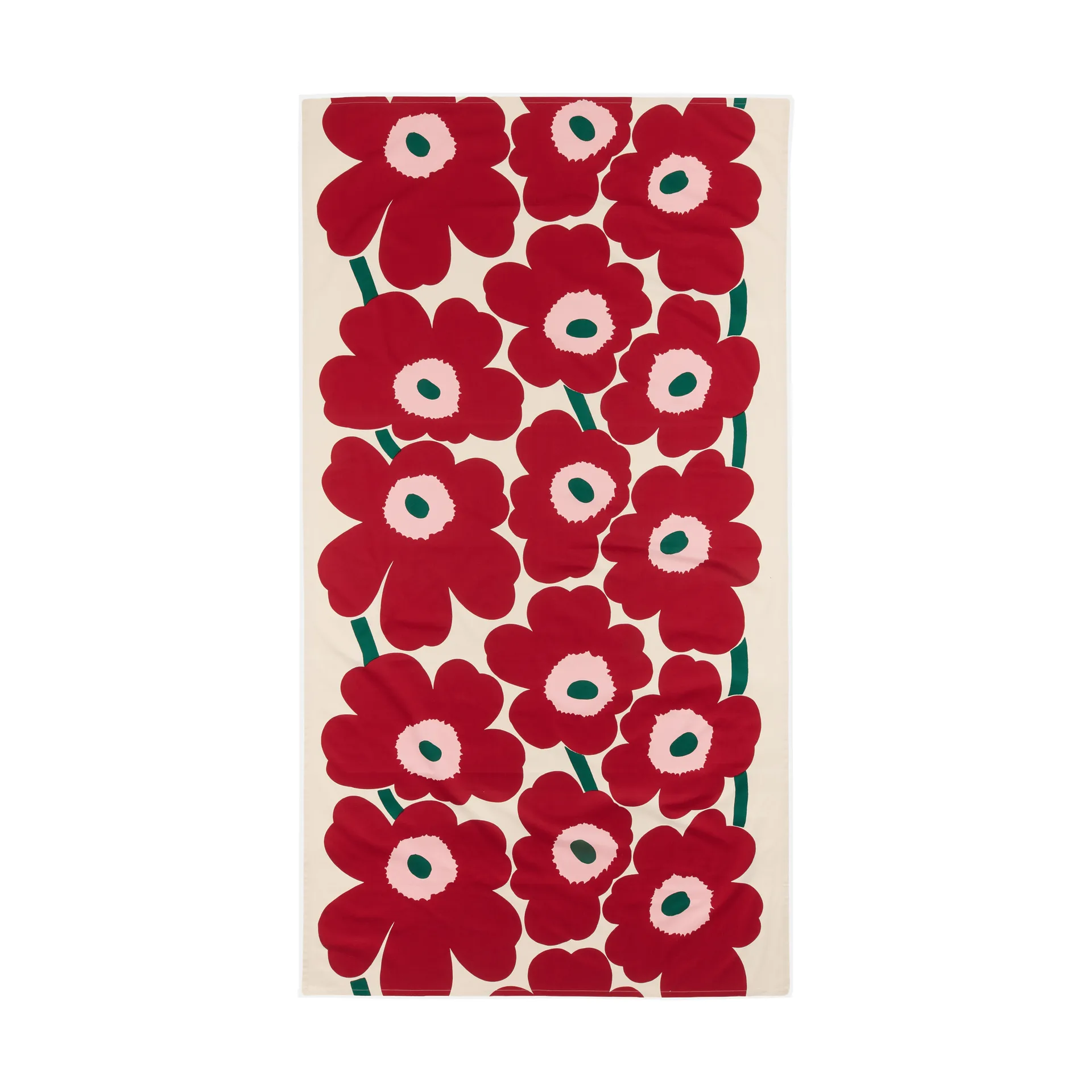 Nappe Unikko, Off white-cranberry-rose, 135x250 cm Marimekko