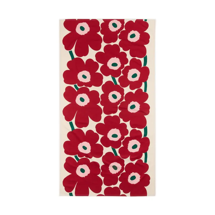 Nappe Unikko - Off white-cranberry-rose, 135x250 cm - Marimekko