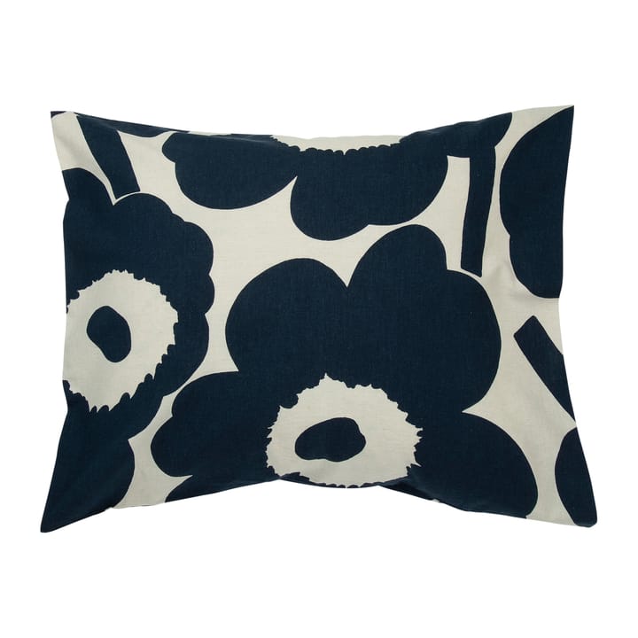 Oreiller laine-lin Unikko 50x60cm - Blanc nature-bleu foncé - Marimekko