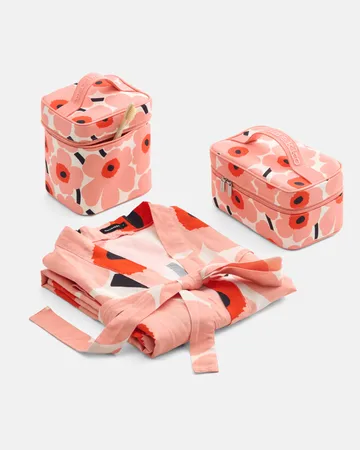 Peignoir Unikko L/XL - Off white-coral-orange red-charcoal - Marimekko