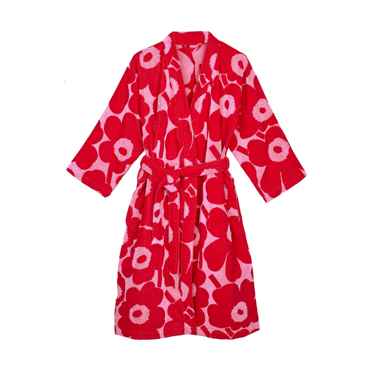 Marimekko Peignoir Unikko Rouge, L | Design Scandinave | Robes de chambre & peignoirs | Rouge