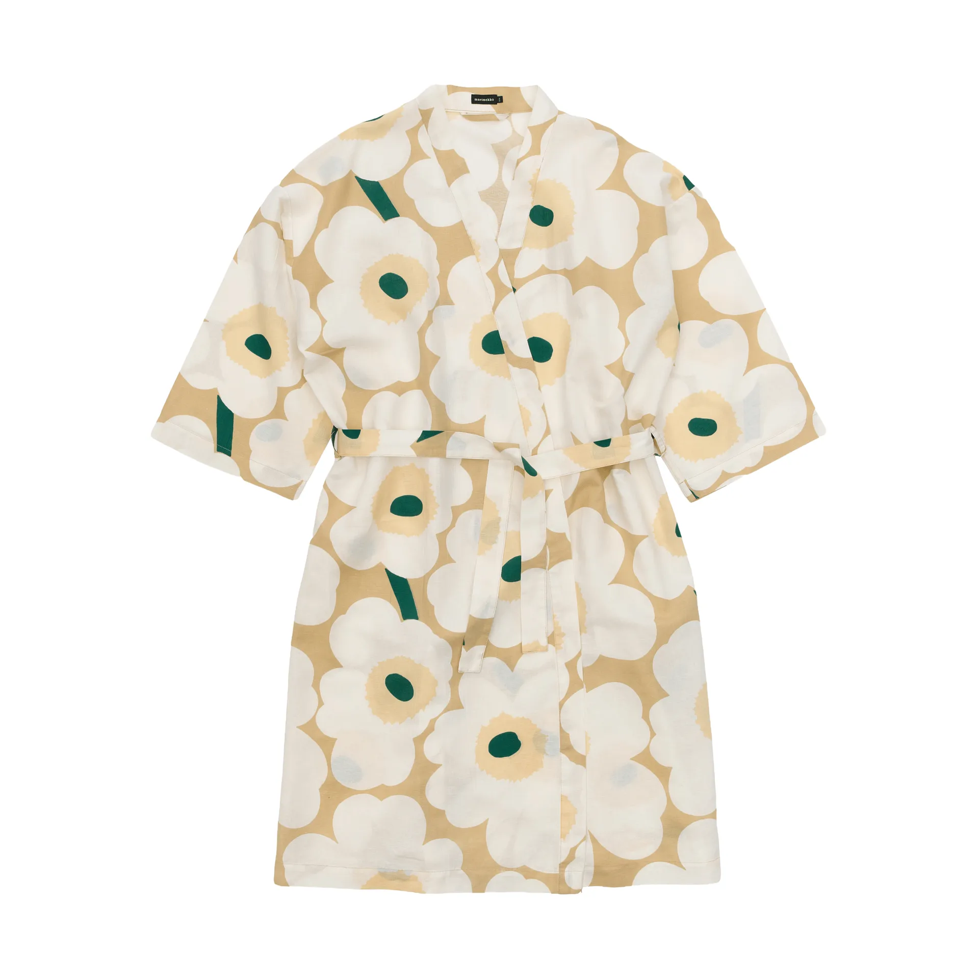 Peignoir Unikko S/M, Sand-off white-hay-emerald Marimekko