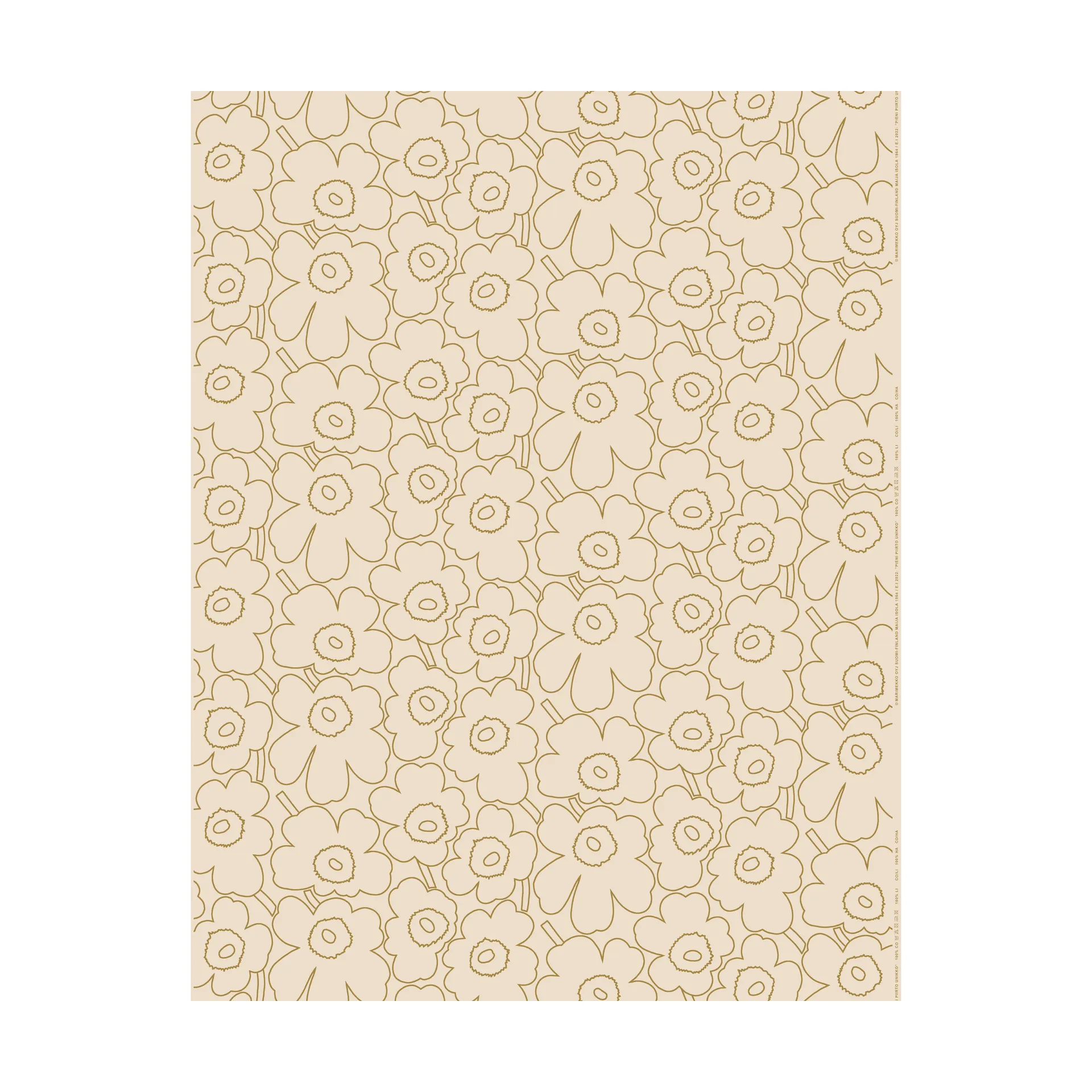 Petit tissu Piirto Unikko en coton-lin, Linen-gold Marimekko