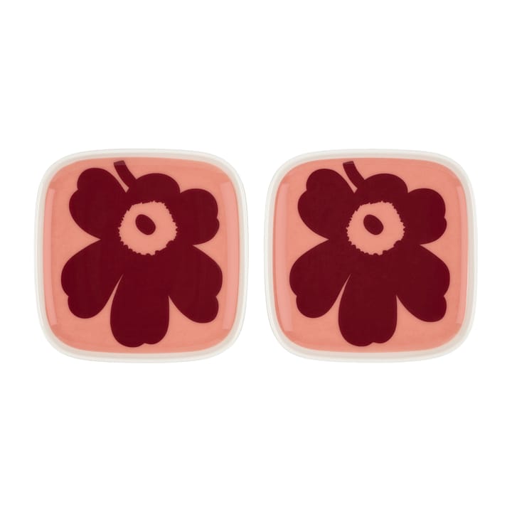 Petite assiette Unikko 10x10 cm Lot de 2 - blanc-rose-rouge - Marimekko