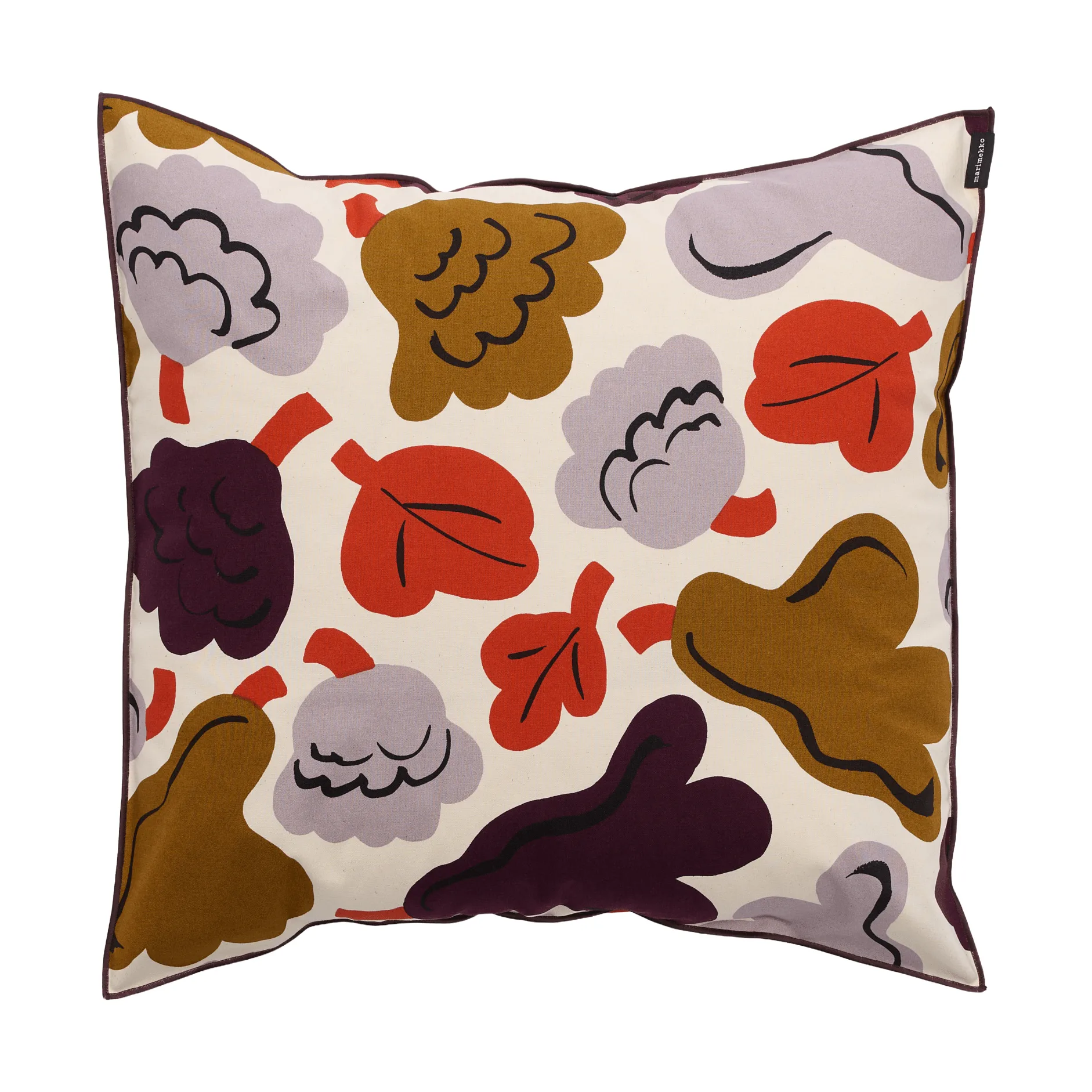 Pieni Kukasta Kukkaan housse de coussin, Hay-plum-bronze-terracotta, 50x50 cm Marimekko