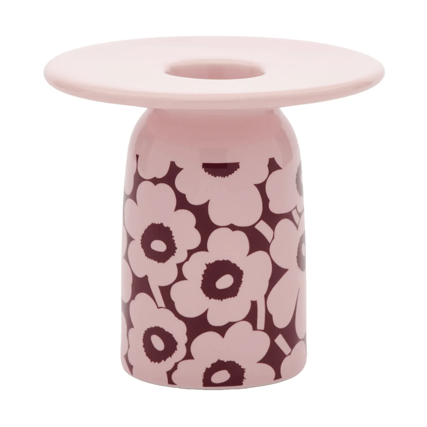 Pikkuinen Unikko bougeoir, Rose-bordeaux Marimekko