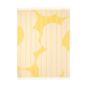 Plaid en laine Vesi Unikko 140x180 cm - Spring yellow-ecru - Marimekko
