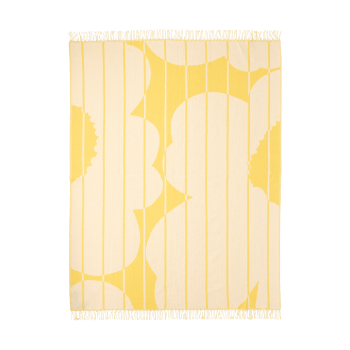 Plaid en laine Vesi Unikko 140x180 cm - Spring yellow-ecru - Marimekko