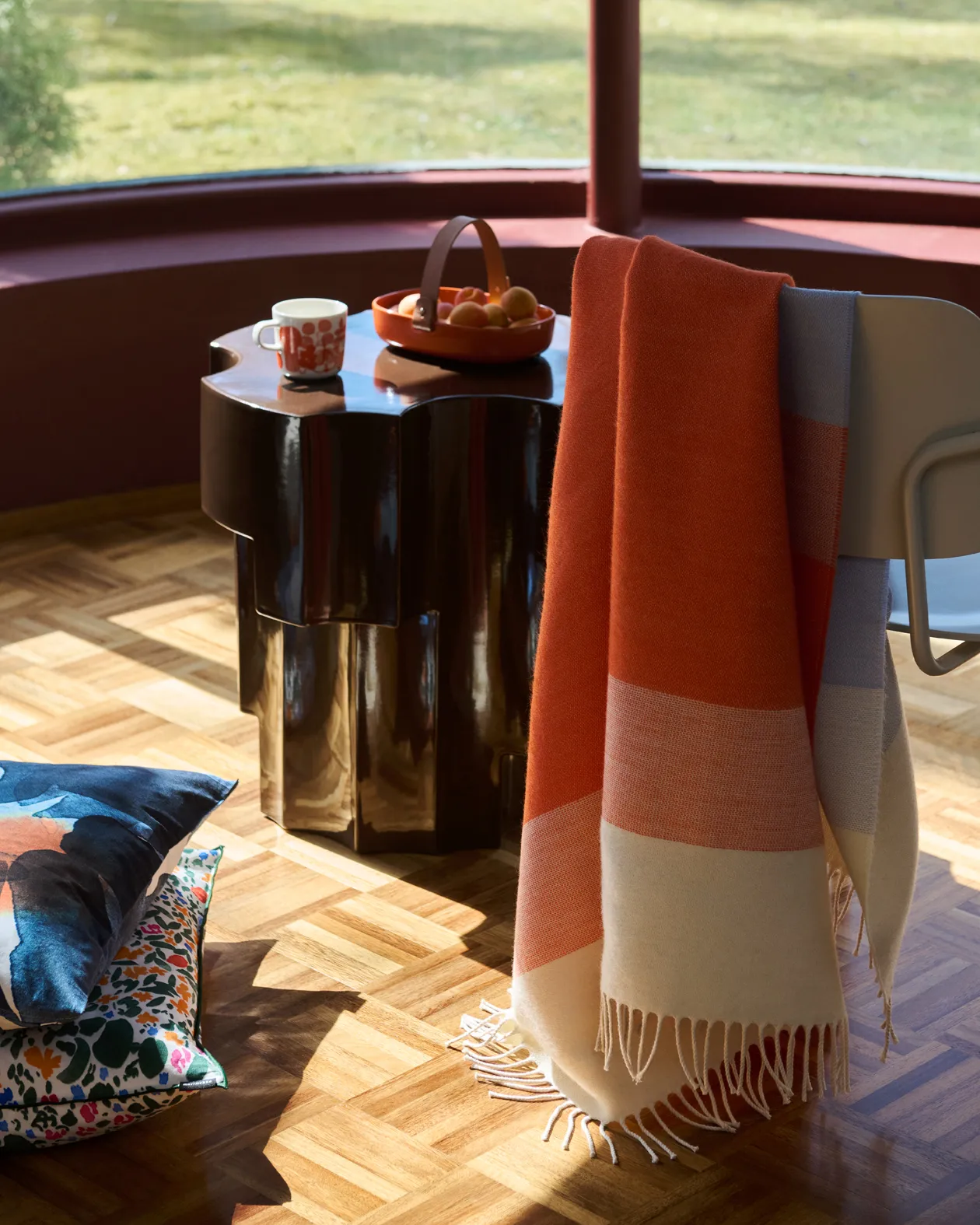 Plaid Hennika 120x180 cm, Orange-white-Light blue Marimekko