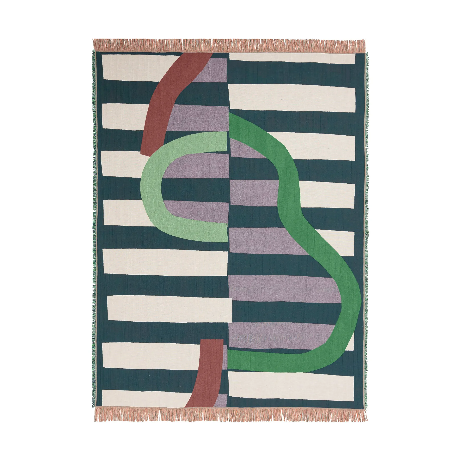 Plaid Siirto jacquard 140x180 cm, Powder-d. blue-l. blue-coral Marimekko