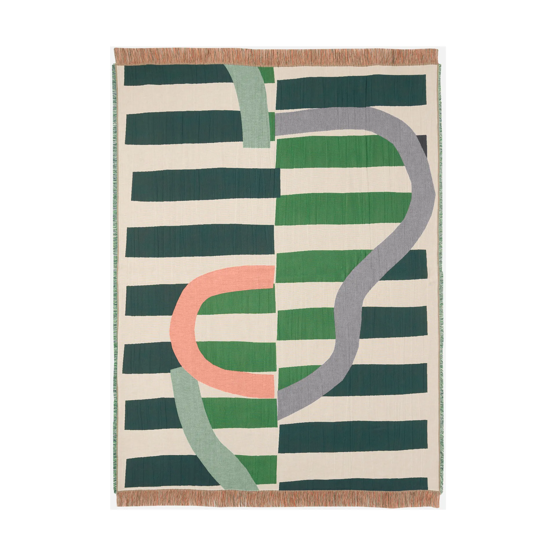 Plaid Siirto jacquard 140x180 cm, Powder-d. blue-l. blue-coral Marimekko