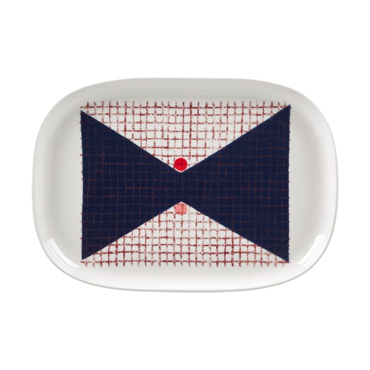 Plat à service Tomina 25,5x36 cm - White-dark blue - Marimekko