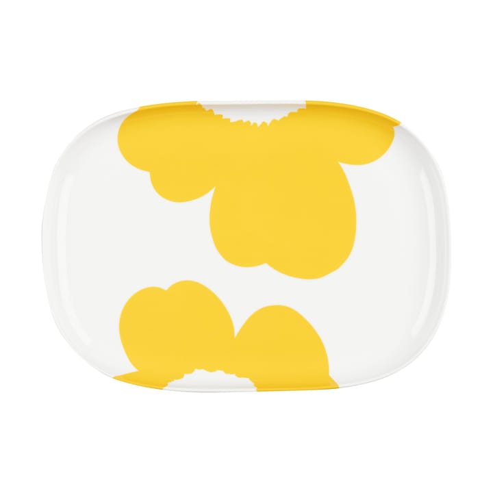 Plat de service Iso Unikko 25x36 cm - White-spring yellow - Marimekko