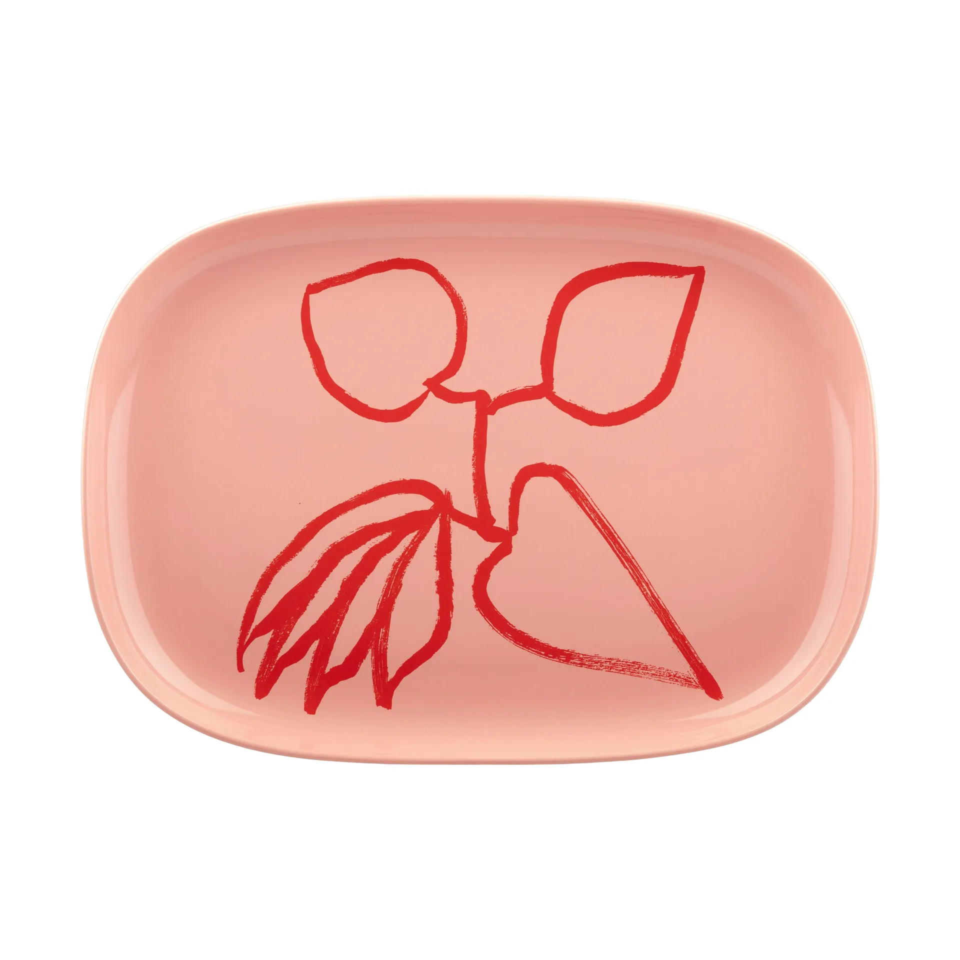 Plat de service Ukonhattu 23x32 cm, Salmon red-tomato red Marimekko