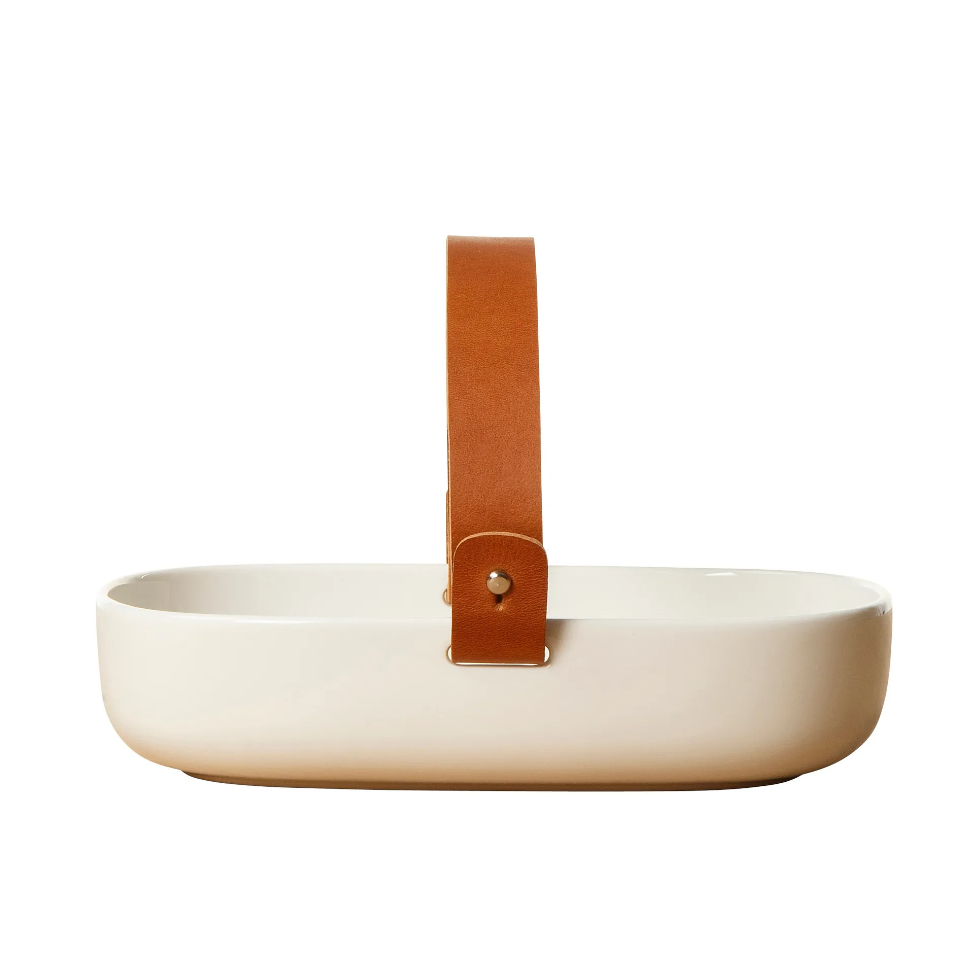 Plat Koppa avec poignée en cuir., blanc Marimekko