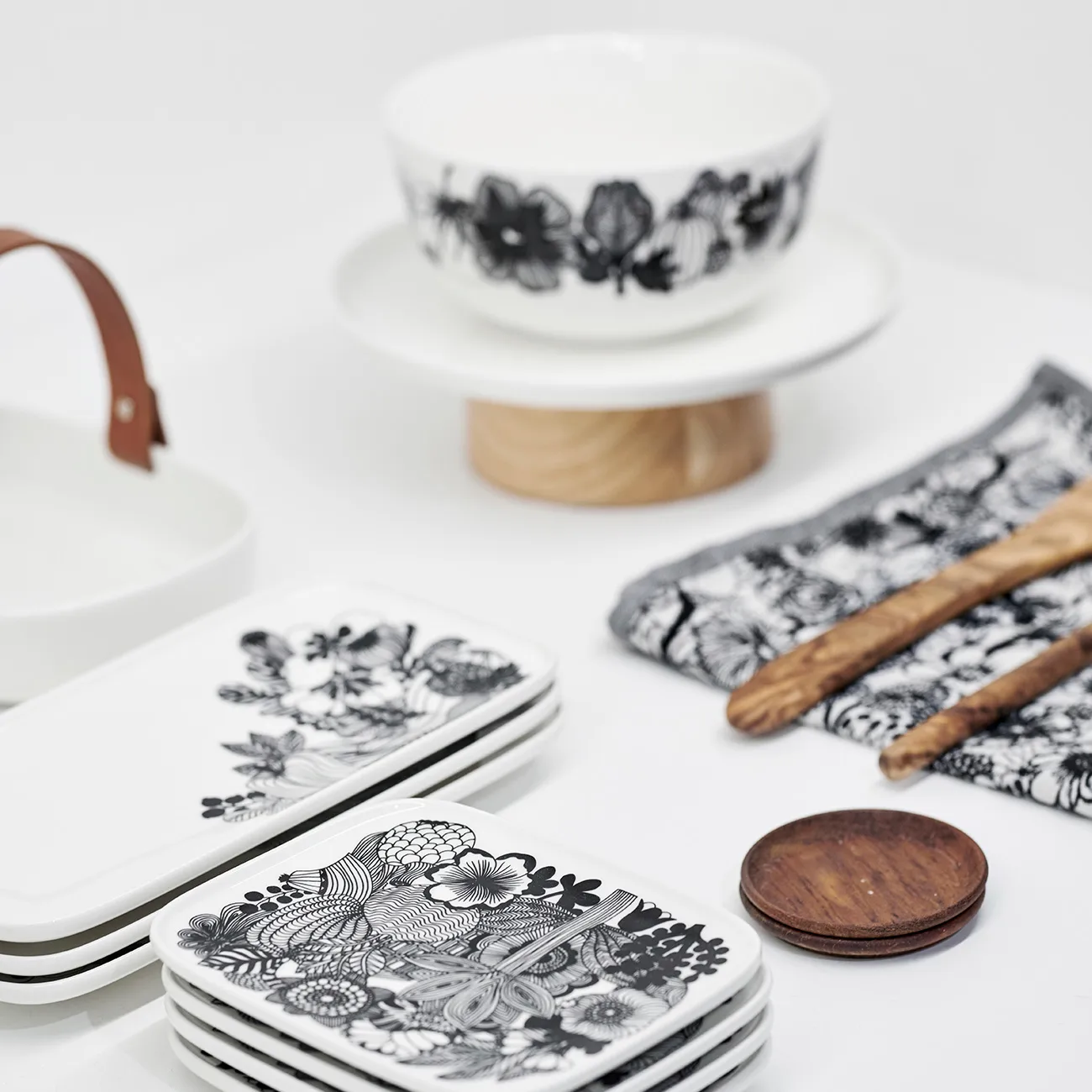 Plat Siirtolapuutarha 24,5x12 cm, Noir-blanc Marimekko