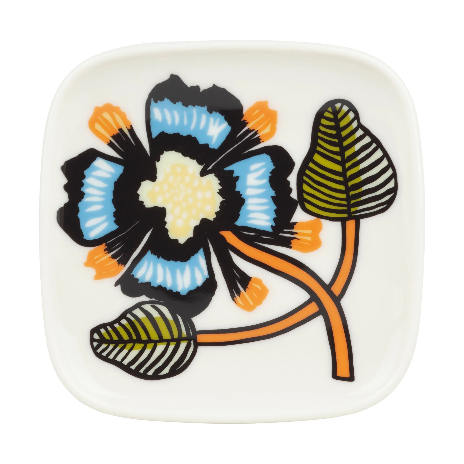Plat Tiara 10x10 cm, White-warm orange-green Marimekko