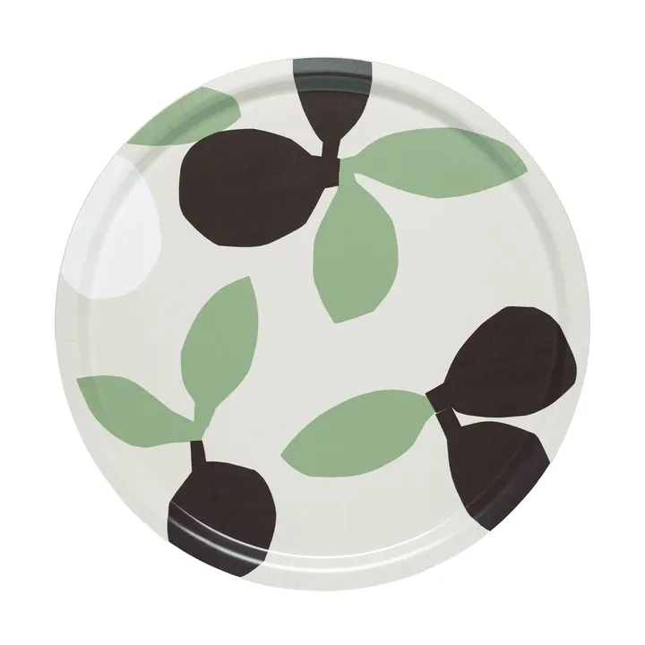 Plateau Omppo - Linen, sage, black brown, white, 46 cm - Marimekko