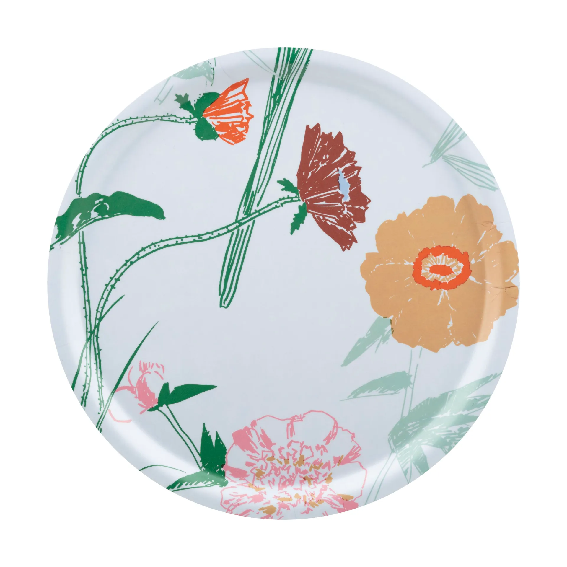 Plateau Puutarhakutsut Ø31 cm, White-green-beige- light pink Marimekko
