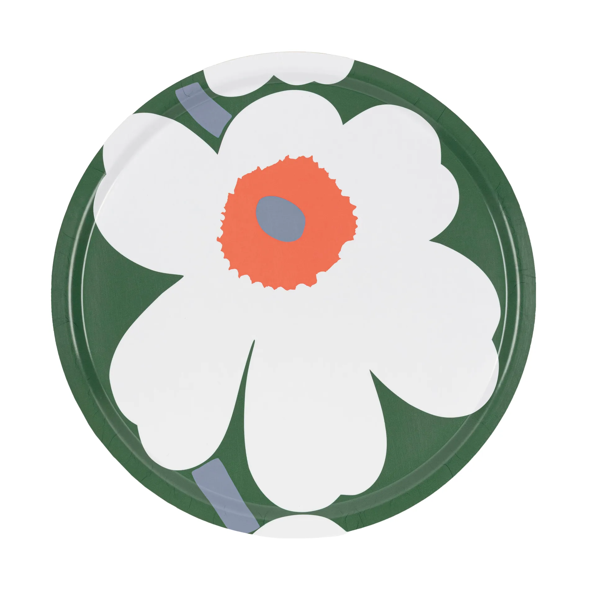 Plateau Unikko 60e anniversaire Ø46 cm, Green-white-orange Marimekko