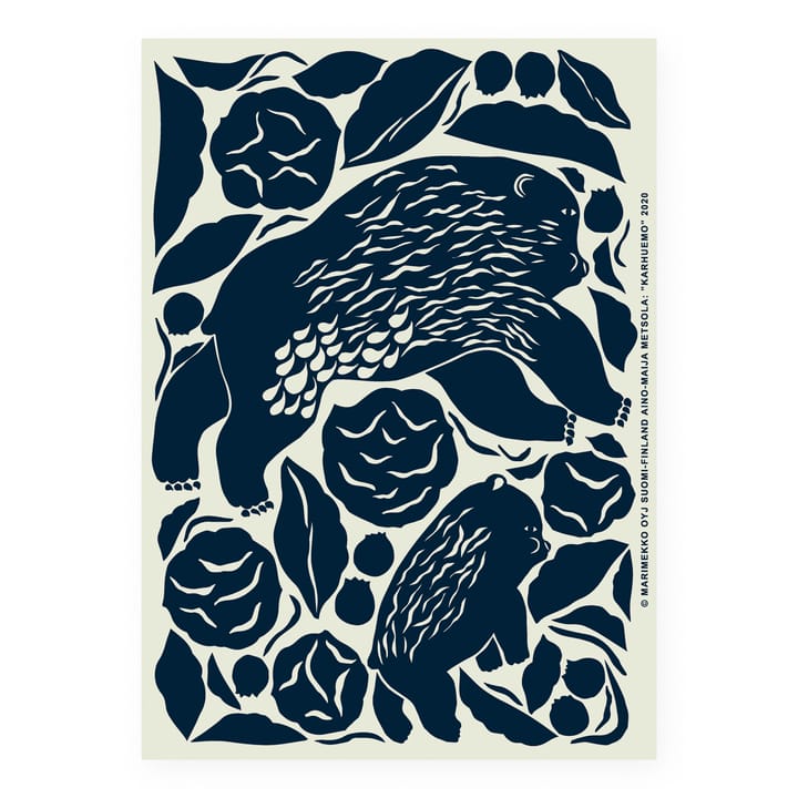 Poster Karhuemo 50x70 cm - Mint-dark blue - Marimekko