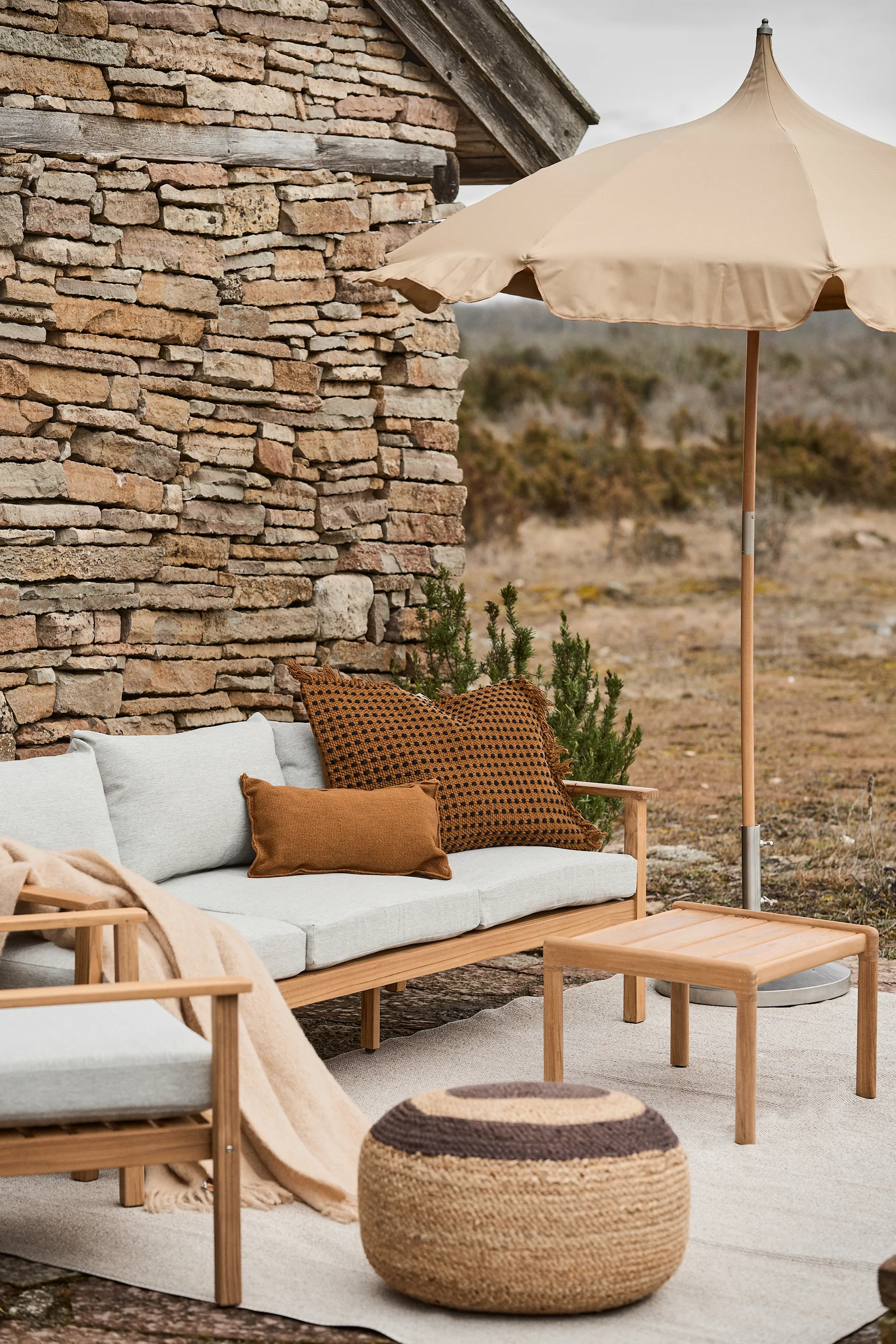 Pouf Melooni jute, Jute-marron foncé Marimekko