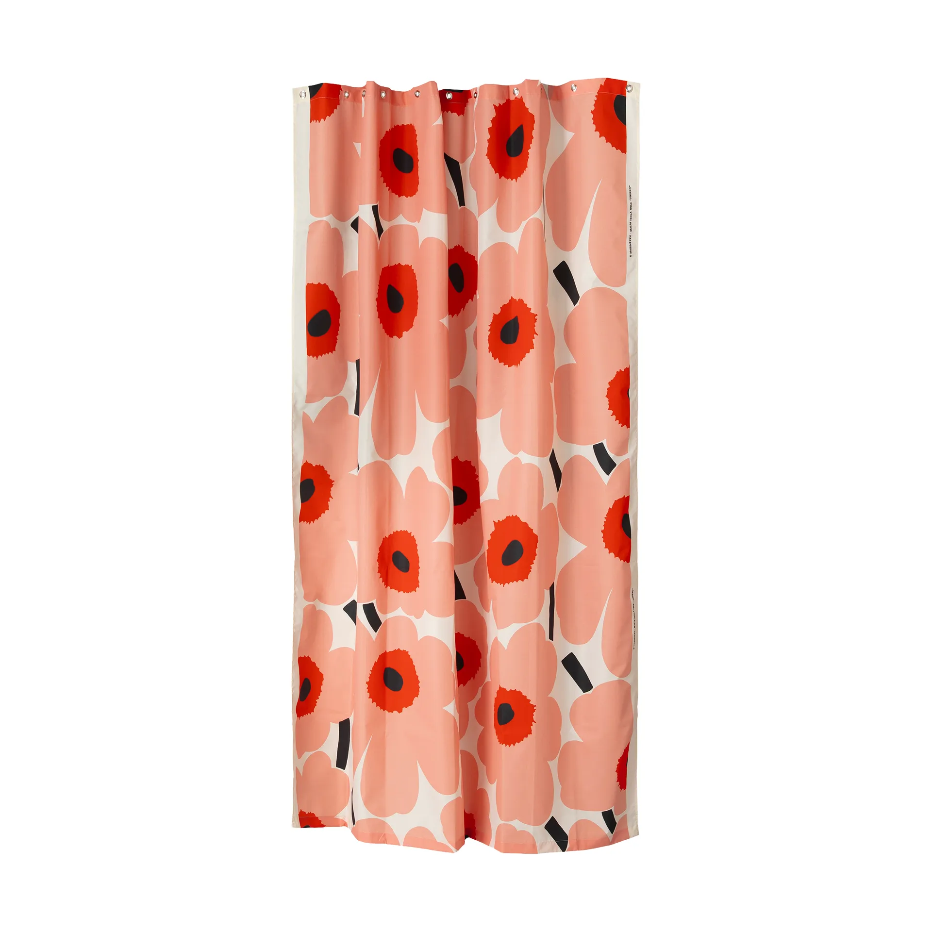 Rideau de douche Unikko, Offwhite-coral-red-charcoal Marimekko