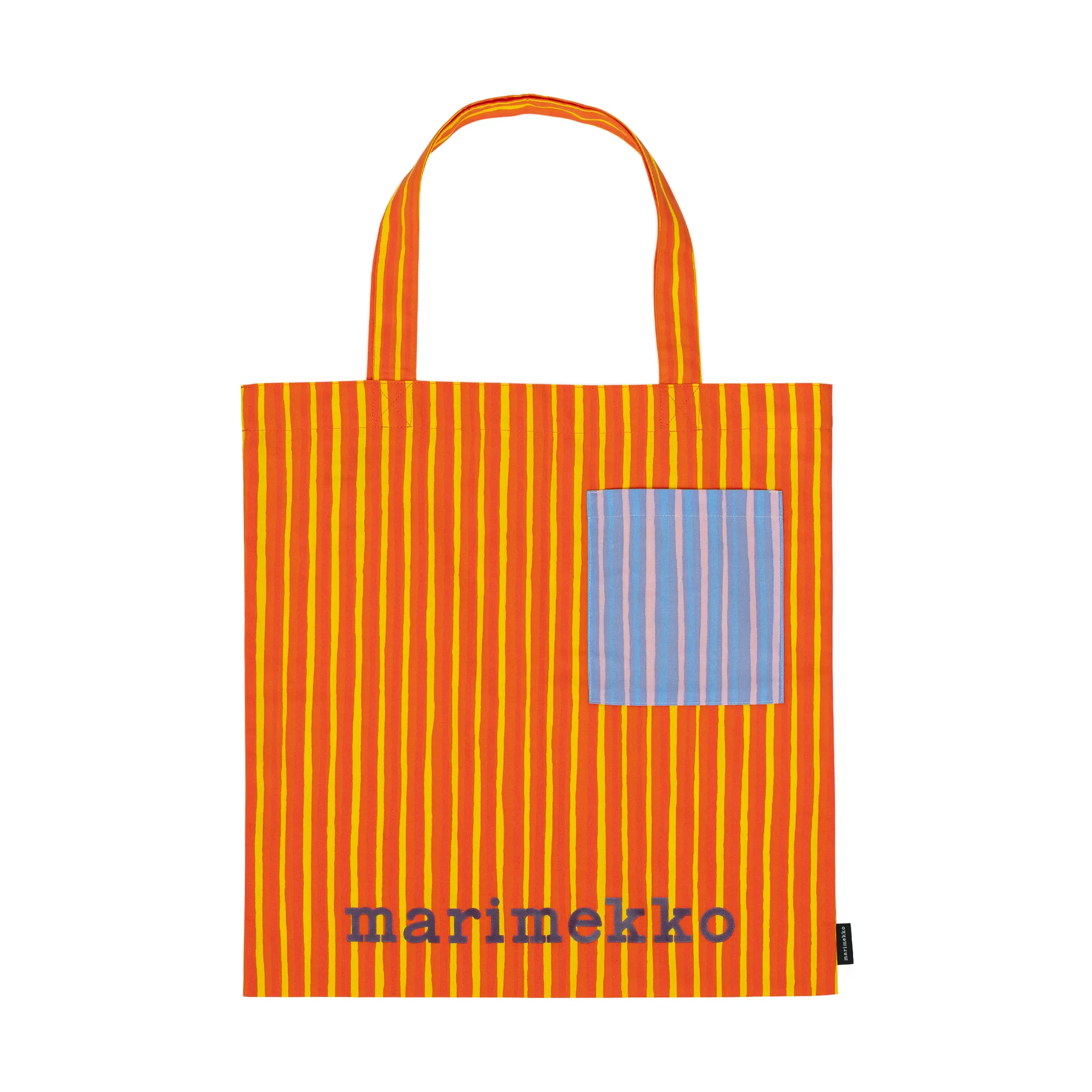 Sac en tissu Piccolo, Orange, avec poche, 43x44 Marimekko