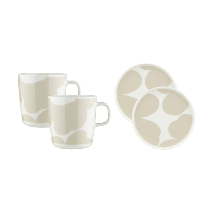 Service petit-déjeuner Iso Unikko 4 pièces - White-straw - Marimekko
