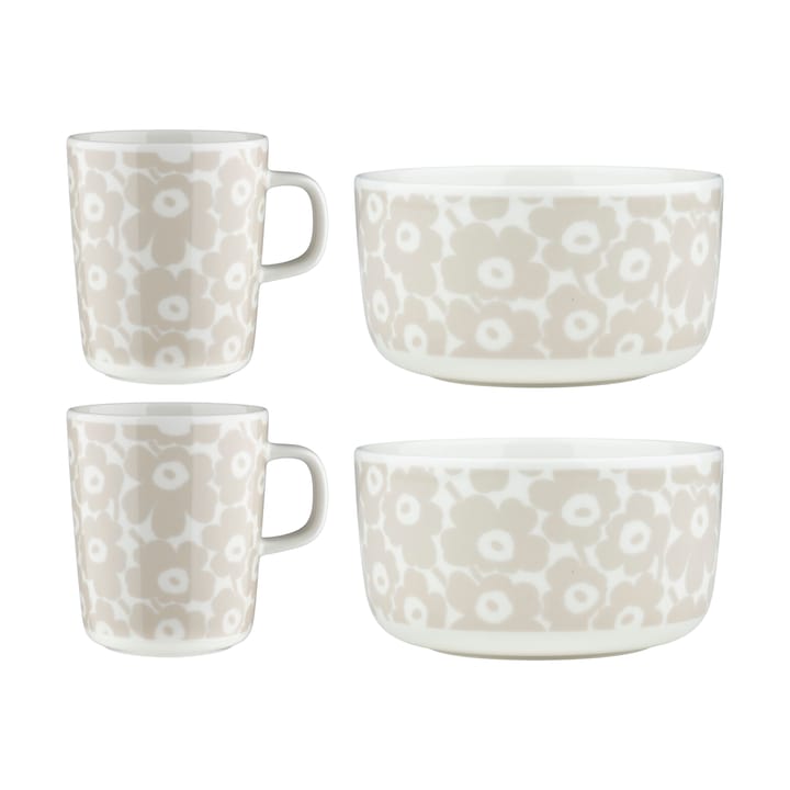Service petit-déjeuner Pikkuinen Unikko 4 pièces - White-straw - Marimekko